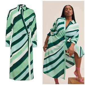 Mango Wrap Stripped Print Dress